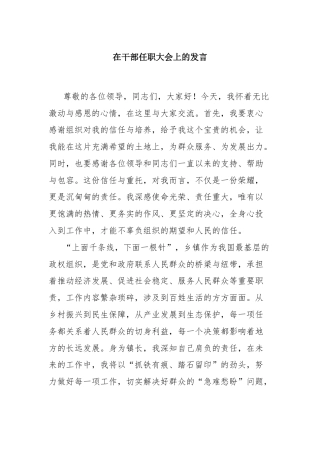 在干部任职大会上的发言
