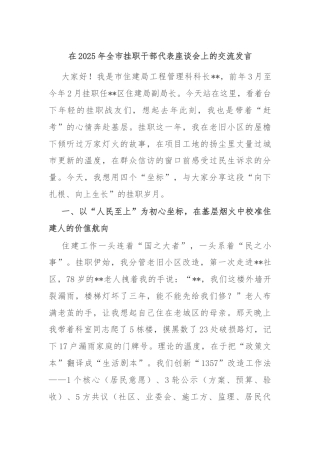 在2025年全市挂职干部代表座谈会上的交流发言