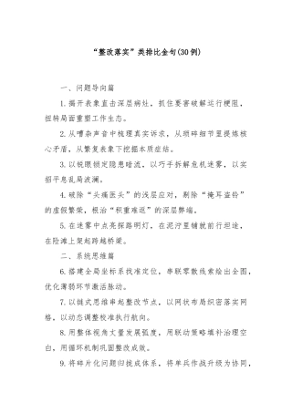 (30例)“整改落实”类排比金句
