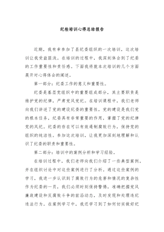 纪检培训心得总结报告