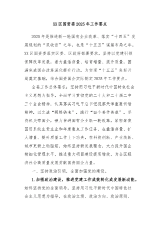区国资委2025年工作要点
