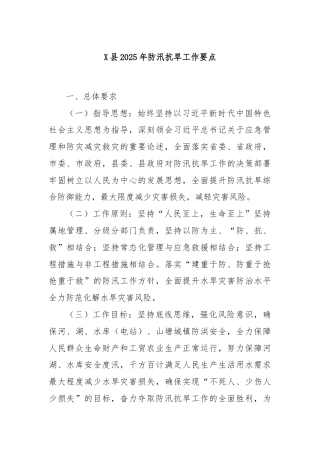 X县2025年防汛抗旱工作要点