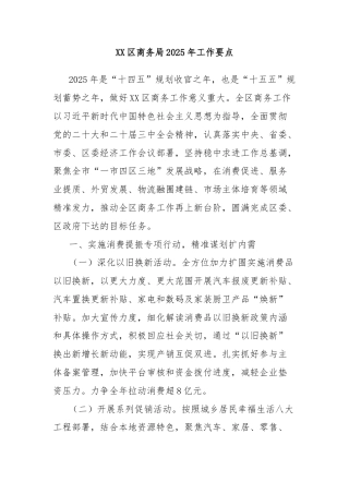 XX区商务局2025年工作要点