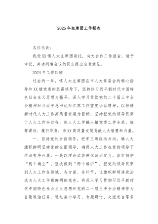2025年主席团工作报告