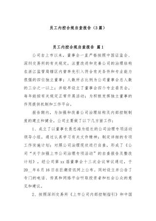 (3篇)员工内控合规自查报告