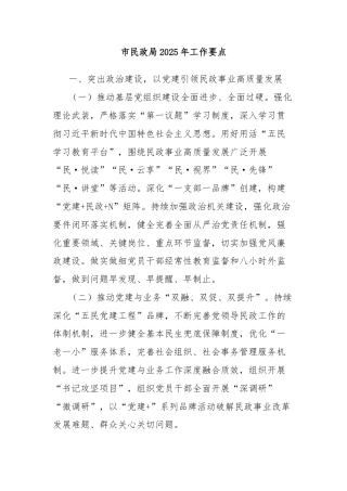 市民政局2025年工作要点