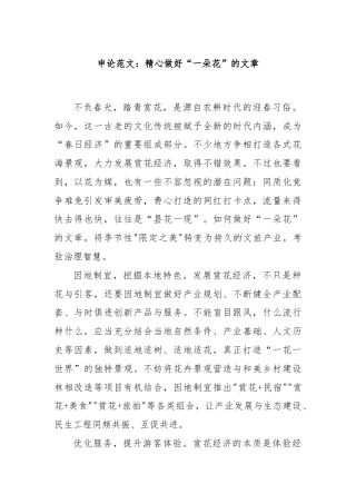 申论范文：精心做好“一朵花”的文章