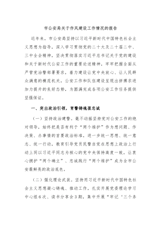 市公安局关于作风建设工作情况的报告