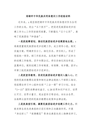 局铸牢中华民族共同体意识工作经验材料