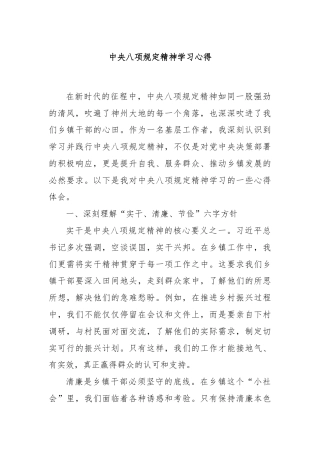 中央八项规定精神学习心得