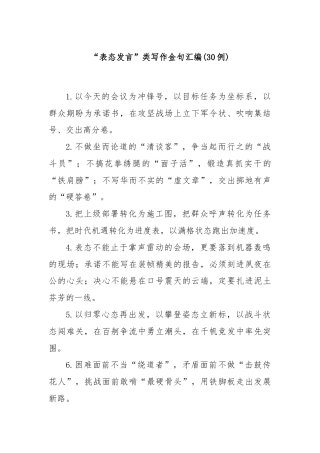 (30例)“表态发言”类写作金句汇编