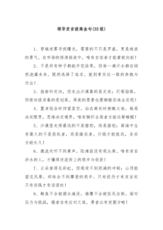 (35组)领导发言拔高金句