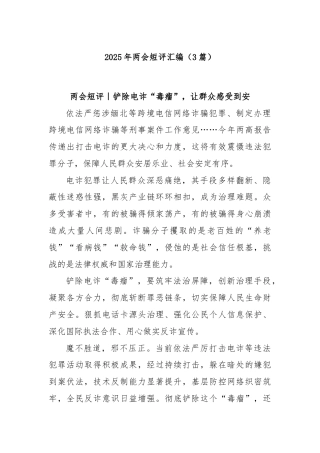 (3篇)2025年两会短评汇编