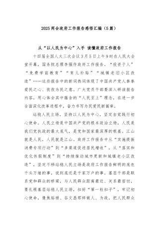 (5篇)2025两会政府工作报告感悟汇编
