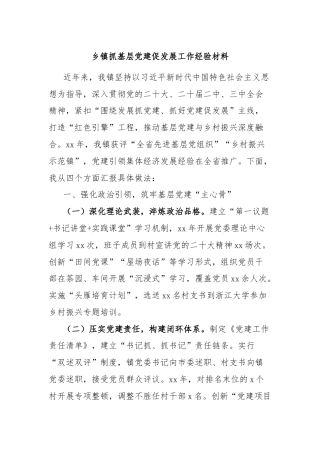 乡镇抓基层党建促发展工作经验材料