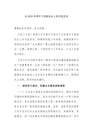 在2025年青年干部座谈会上的交流发言