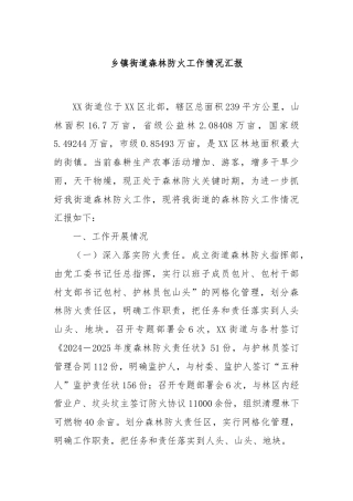 乡镇街道森林防火工作情况汇报