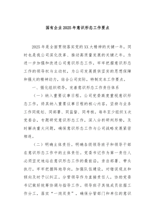 国有企业2025年意识形态工作要点