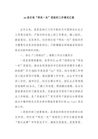 xx县打造“两优一先”党组织工作情况汇报