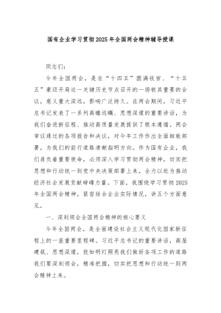 国有企业学习贯彻2025年全国两会精神辅导授课