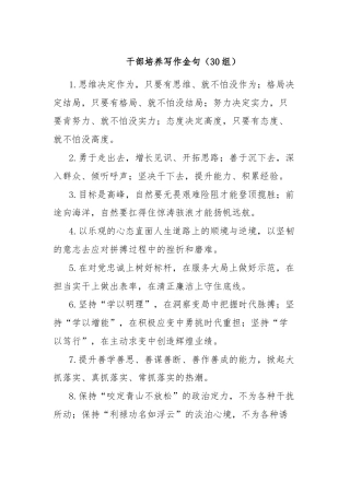 (30组)干部培养写作金句