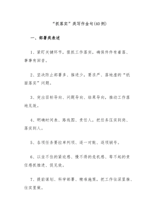 (40例)“抓落实”类写作金句