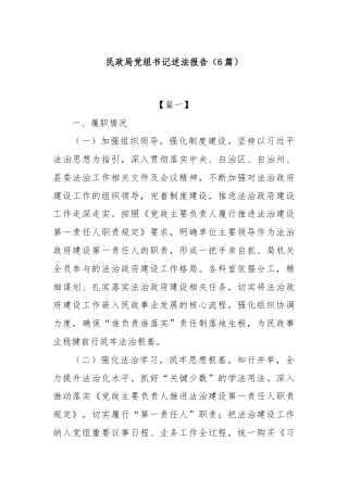 (6篇)民政局党组书记述法报告