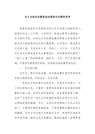 关于当前农村撂荒地治理相关问题的思考