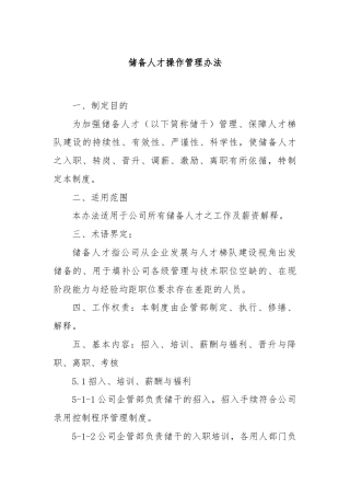 储备人才操作管理办法