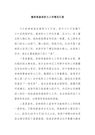 镇街道森林防火工作情况汇报