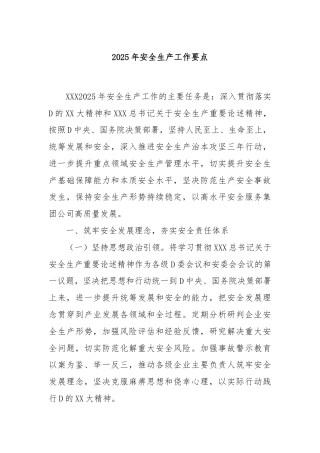 2025年安全生产工作要点