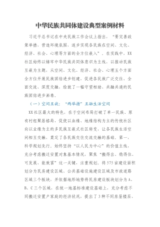 中华民族共同体建设典型案例材料