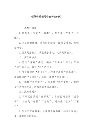 (30例)领导讲话稿写作金句