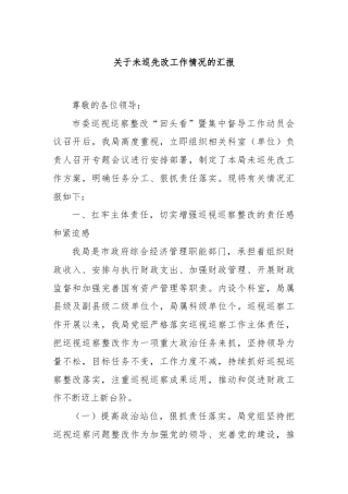 关于未巡先改工作情况的汇报