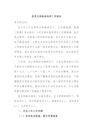 某党支部换届选举工作报告