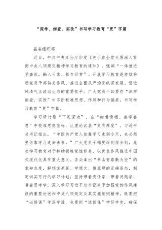 “深学、细查、实改”书写学习教育“更”字篇