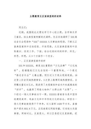 主题教育正反面典型剖析材料