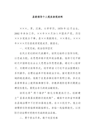 县级领导个人现实表现材料