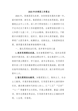 2025年共青团工作要点