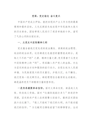 党课：党史铭志 奋斗复兴