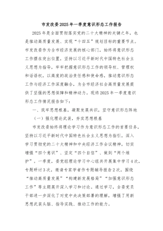 市发改委2025年一季度意识形态工作报告