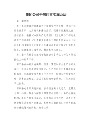 集团公司干部问责实施办法