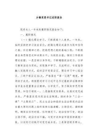 乡镇党委书记述职报告