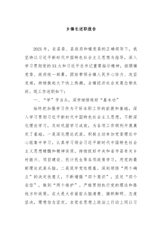 乡镇长述职报告