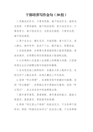 干部培养写作金句（30组）