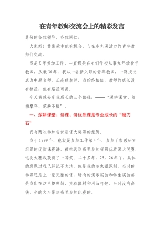 在青年教师交流会上的精彩发言