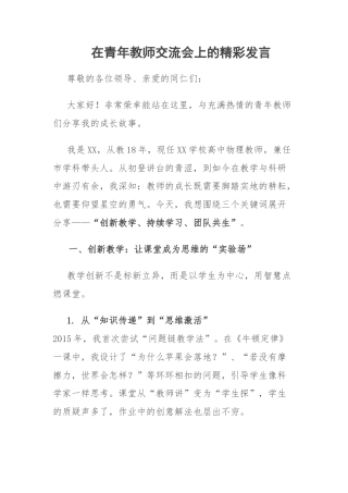 在青年教师交流会上的精彩发言2