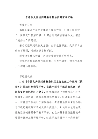 干部作风突出问题集中整治问题清单汇编
