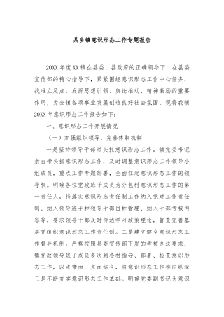 某乡镇意识形态工作专题报告