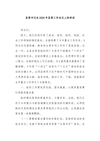 县委书记在2025年县委工作会议上的讲话